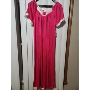 Vintage Secret Accents Pink Nylon Nightgown S M L USA Maxi Long Walmart Barbie
